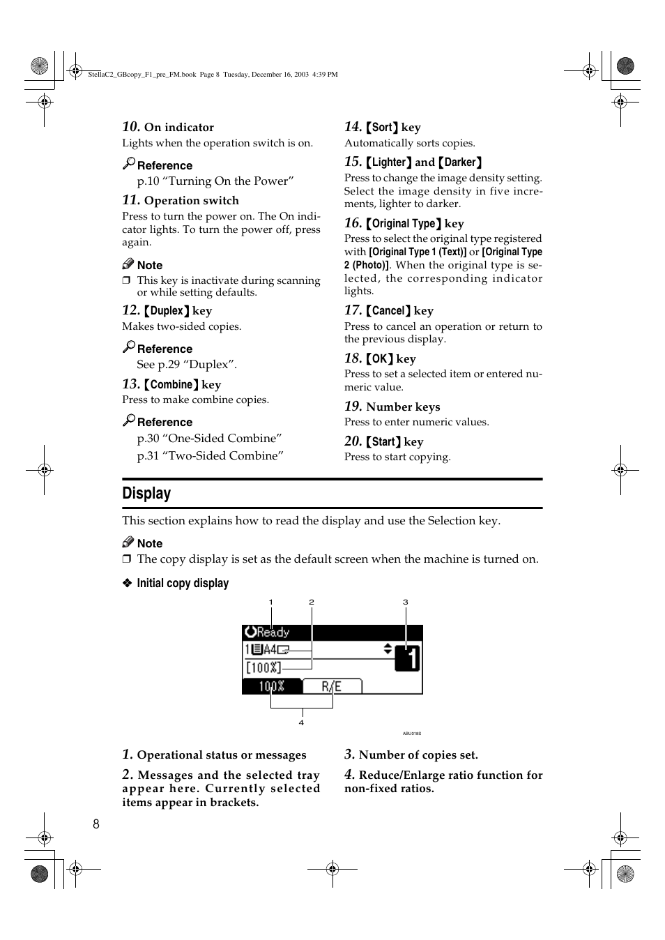 Display | Dixon Aficio 1515 User Manual | Page 126 / 1171