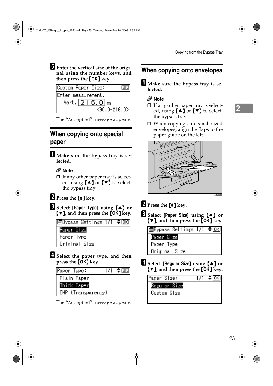 When copying onto special paper, When copying onto envelopes | Dixon Aficio 1515 User Manual | Page 141 / 1171