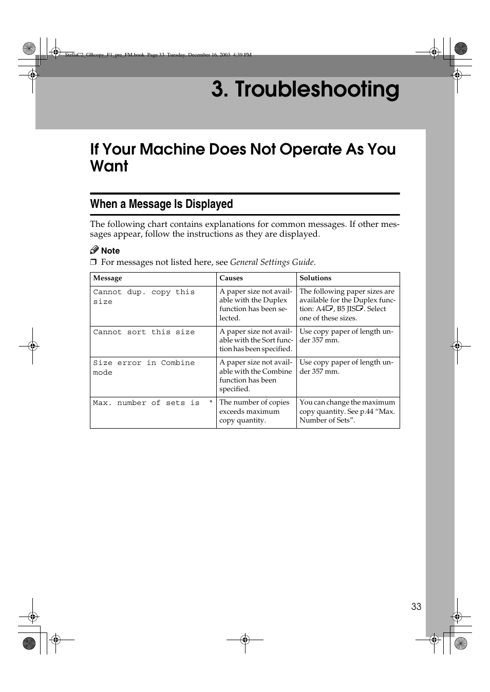 Troubleshooting, If your machine does not operate as you want, When a message is displayed | Dixon Aficio 1515 User Manual | Page 151 / 1171