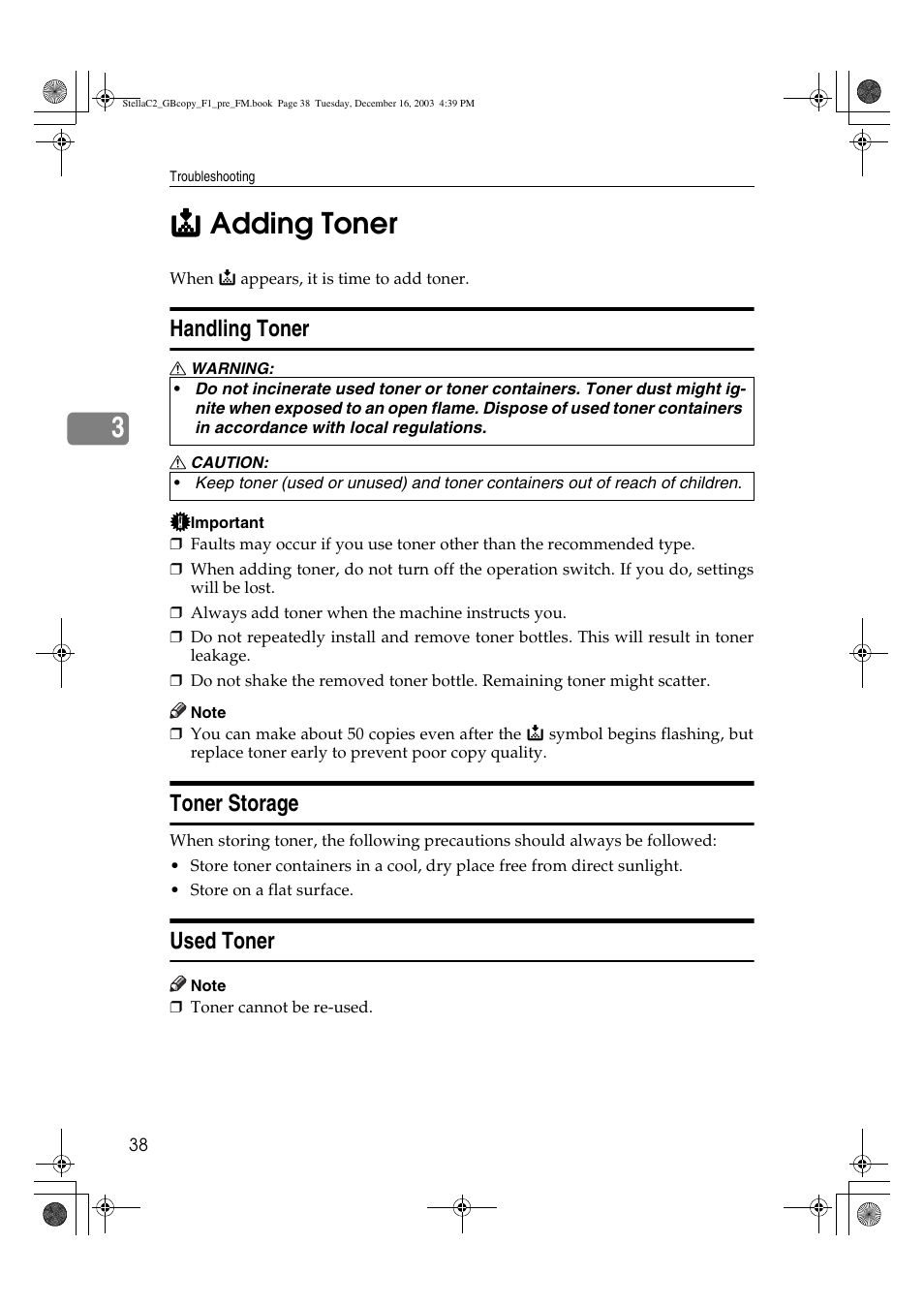 Adding toner, Handling toner, Toner storage | Used toner | Dixon Aficio 1515 User Manual | Page 156 / 1171