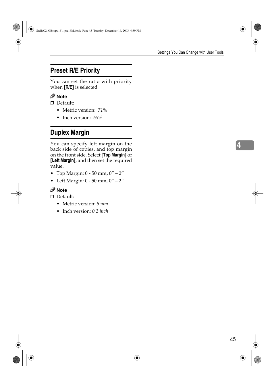 Preset r/e priority, Duplex margin | Dixon Aficio 1515 User Manual | Page 163 / 1171