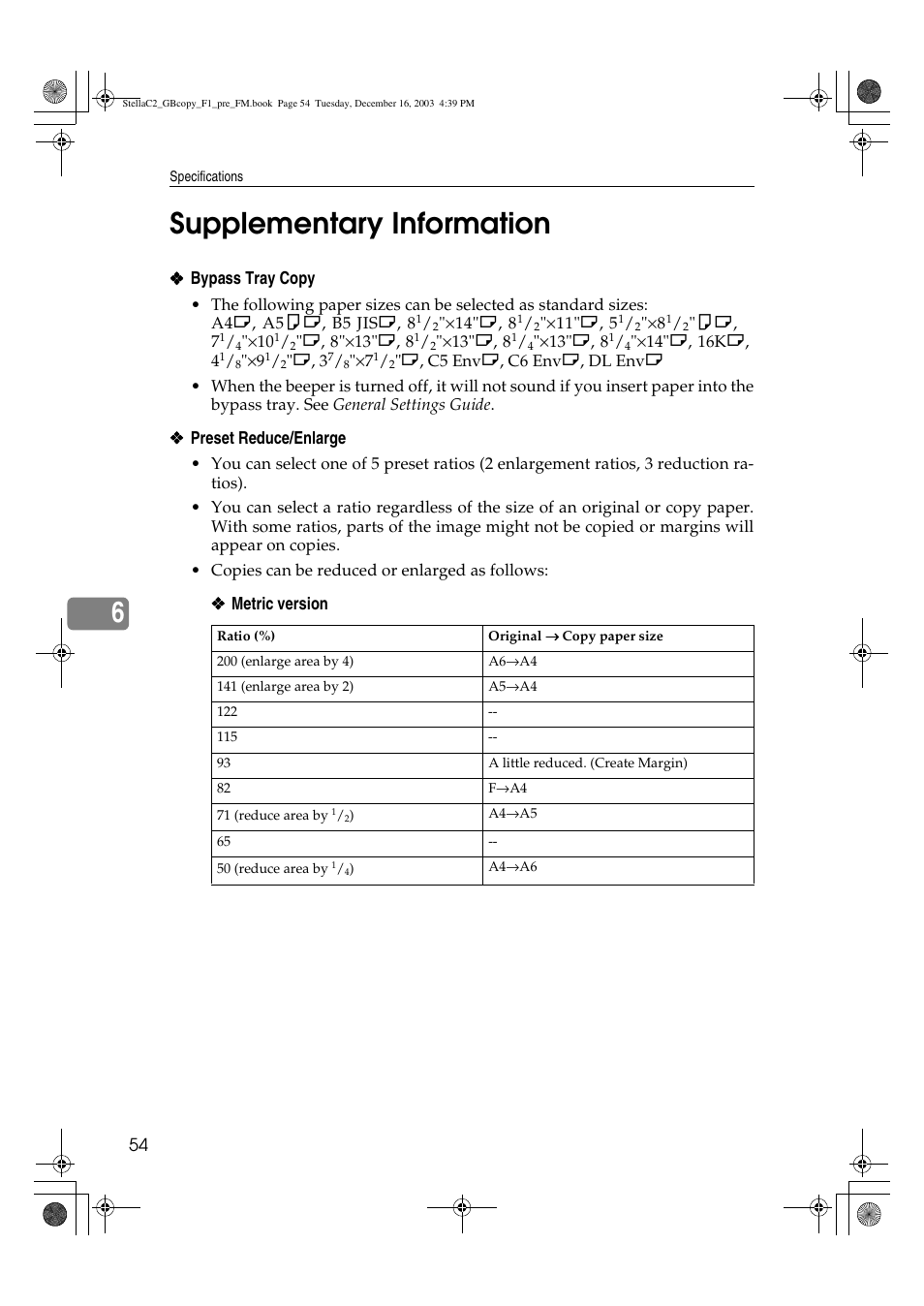 Supplementary information, 6supplementary information | Dixon Aficio 1515 User Manual | Page 172 / 1171