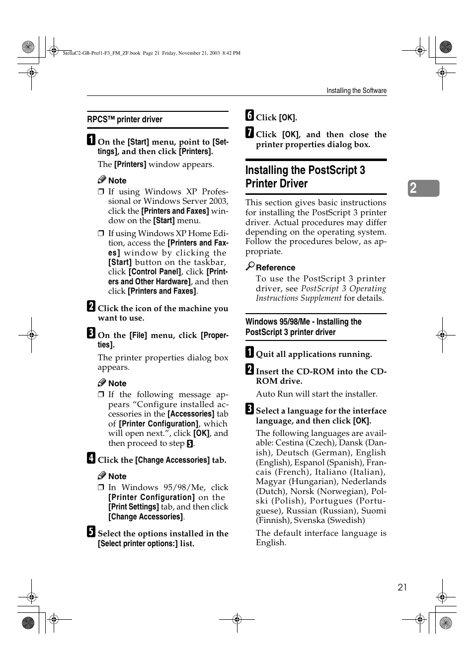 Installing the postscript 3 printer driver | Dixon Aficio 1515 User Manual | Page 207 / 1171