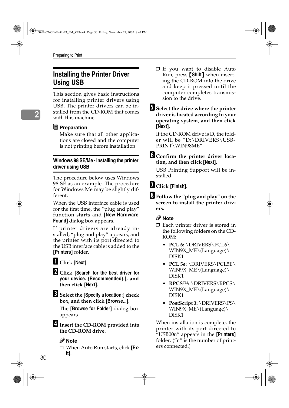 Installing the printer driver using usb | Dixon Aficio 1515 User Manual | Page 216 / 1171