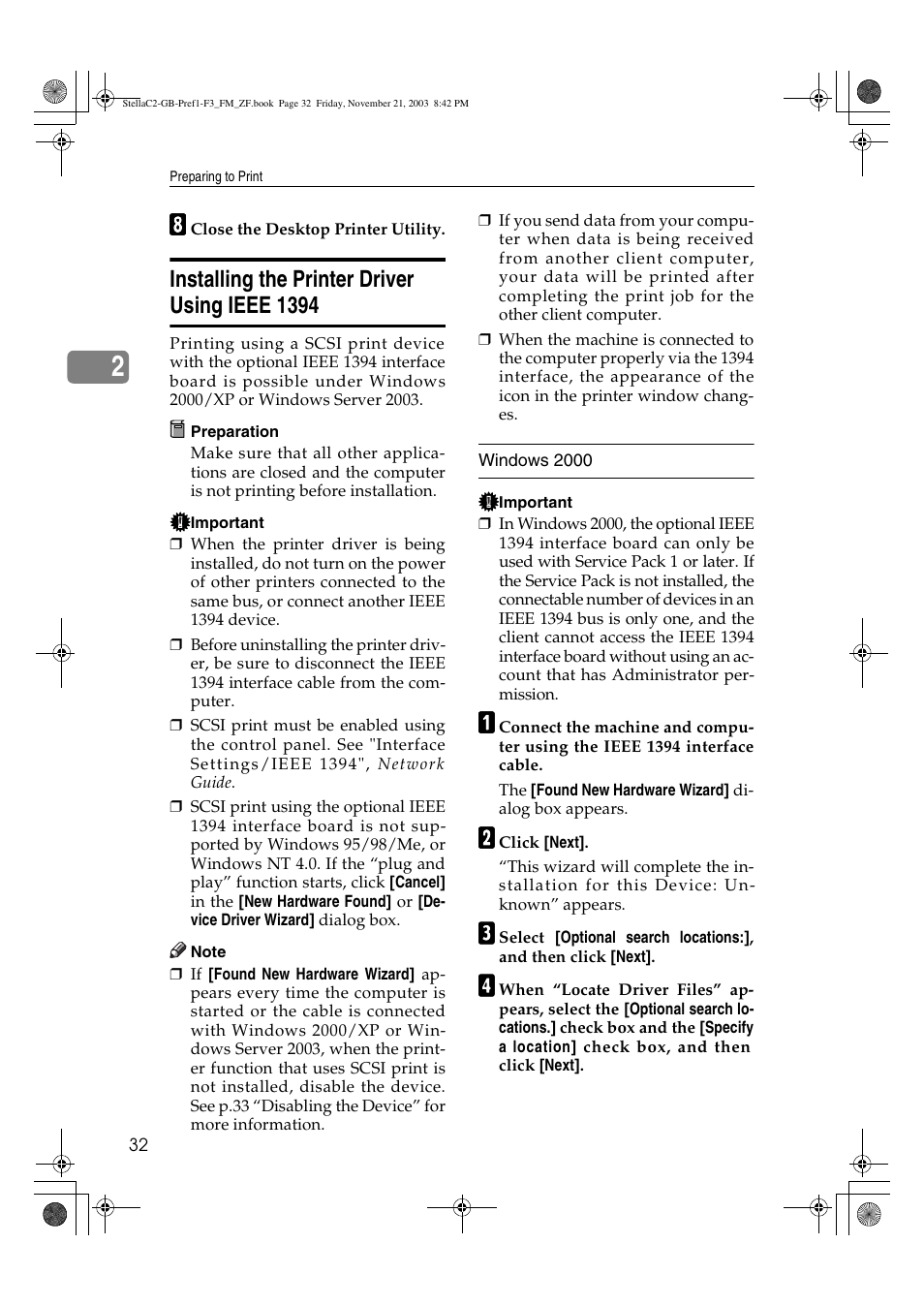Installing the printer driver using ieee 1394 | Dixon Aficio 1515 User Manual | Page 218 / 1171