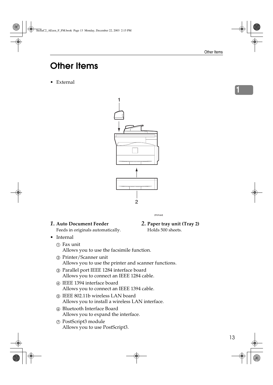 Other items, 1other items | Dixon Aficio 1515 User Manual | Page 23 / 1171