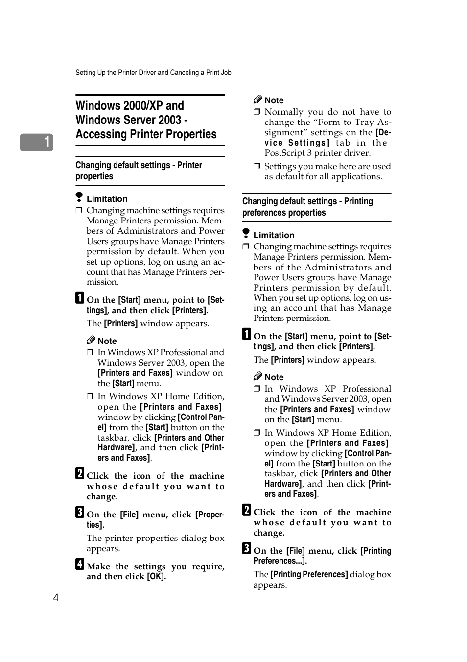 Changing default settings - printer properties | Dixon Aficio 1515 User Manual | Page 242 / 1171