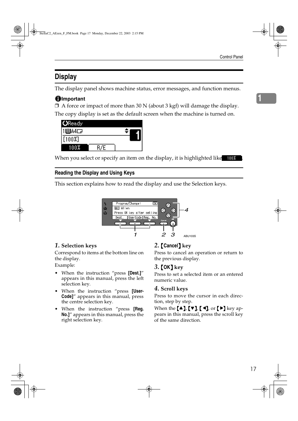 Display | Dixon Aficio 1515 User Manual | Page 27 / 1171