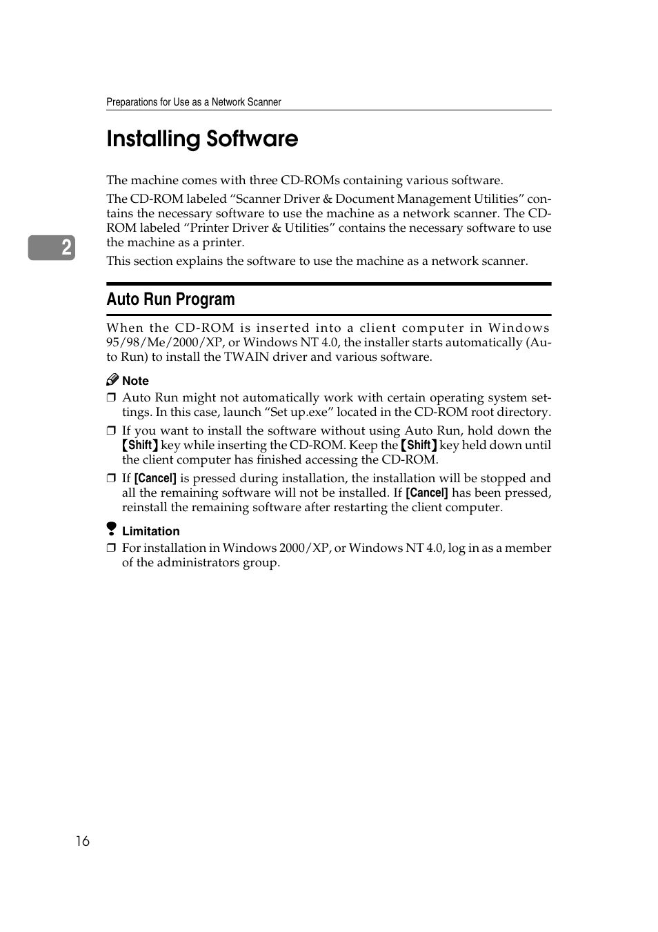 Installing software, Auto run program, 2installing software | Dixon Aficio 1515 User Manual | Page 306 / 1171