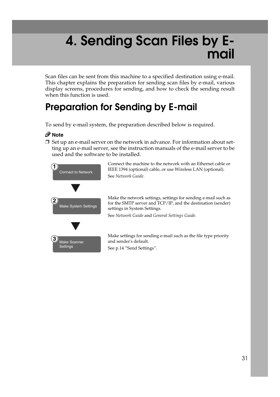 sending scan files by e- mail, Preparation for sending by e-mail, Sending scan files by e- mail | Dixon Aficio 1515 User Manual | Page 321 / 1171