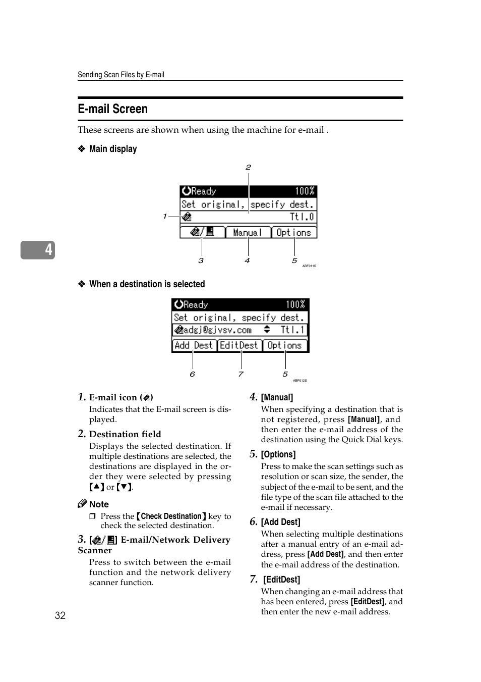 E-mail screen | Dixon Aficio 1515 User Manual | Page 322 / 1171