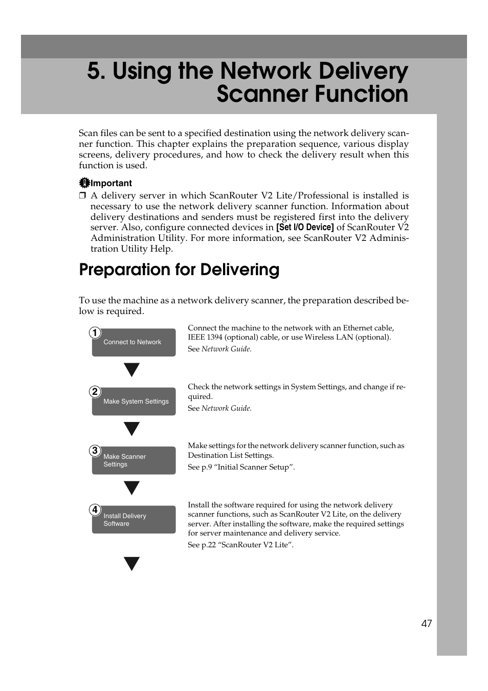  using the network delivery scanner function, Preparation for delivering, Using the network delivery scanner function | Dixon Aficio 1515 User Manual | Page 337 / 1171