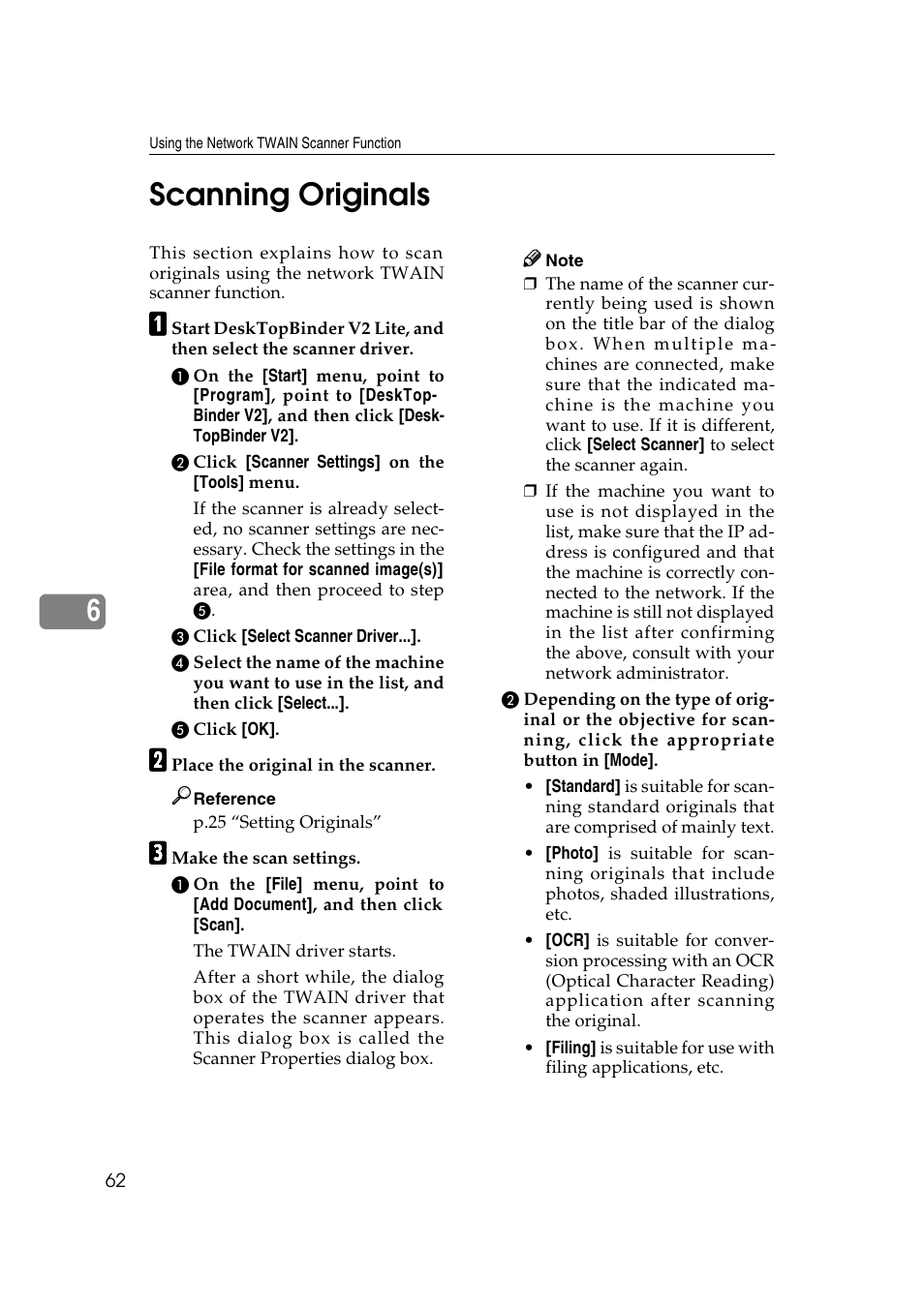 Scanning originals, 6scanning originals | Dixon Aficio 1515 User Manual | Page 352 / 1171