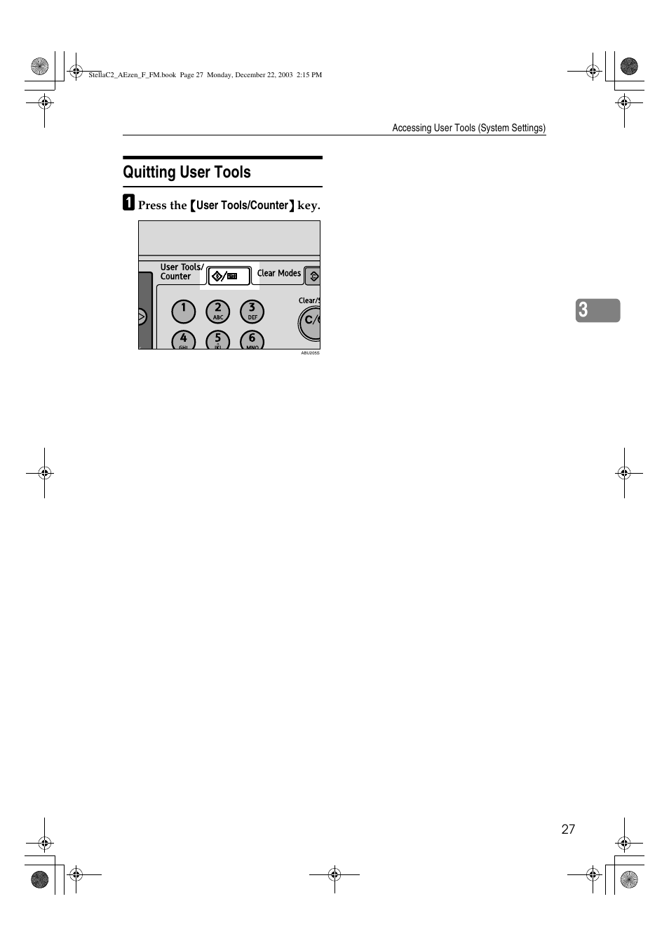 Quitting user tools | Dixon Aficio 1515 User Manual | Page 37 / 1171