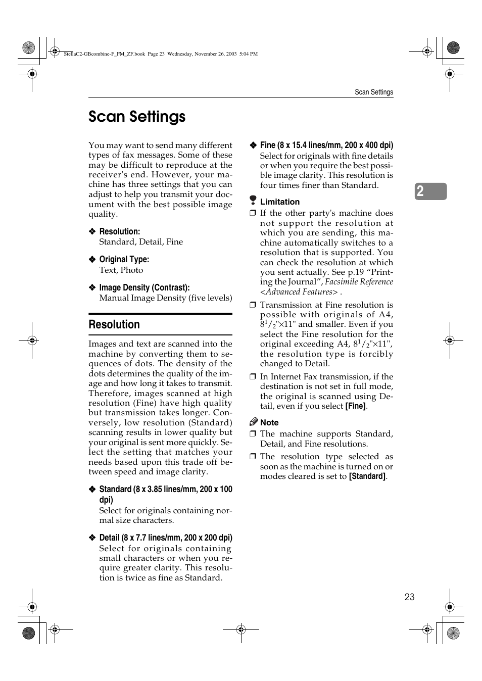 Scan settings, 2scan settings, Resolution | Dixon Aficio 1515 User Manual | Page 395 / 1171