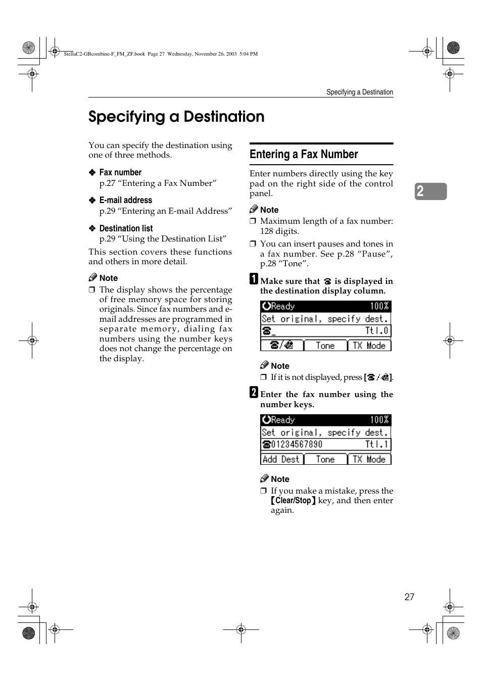 Specifying a destination, 2specifying a destination, Entering a fax number | Dixon Aficio 1515 User Manual | Page 399 / 1171