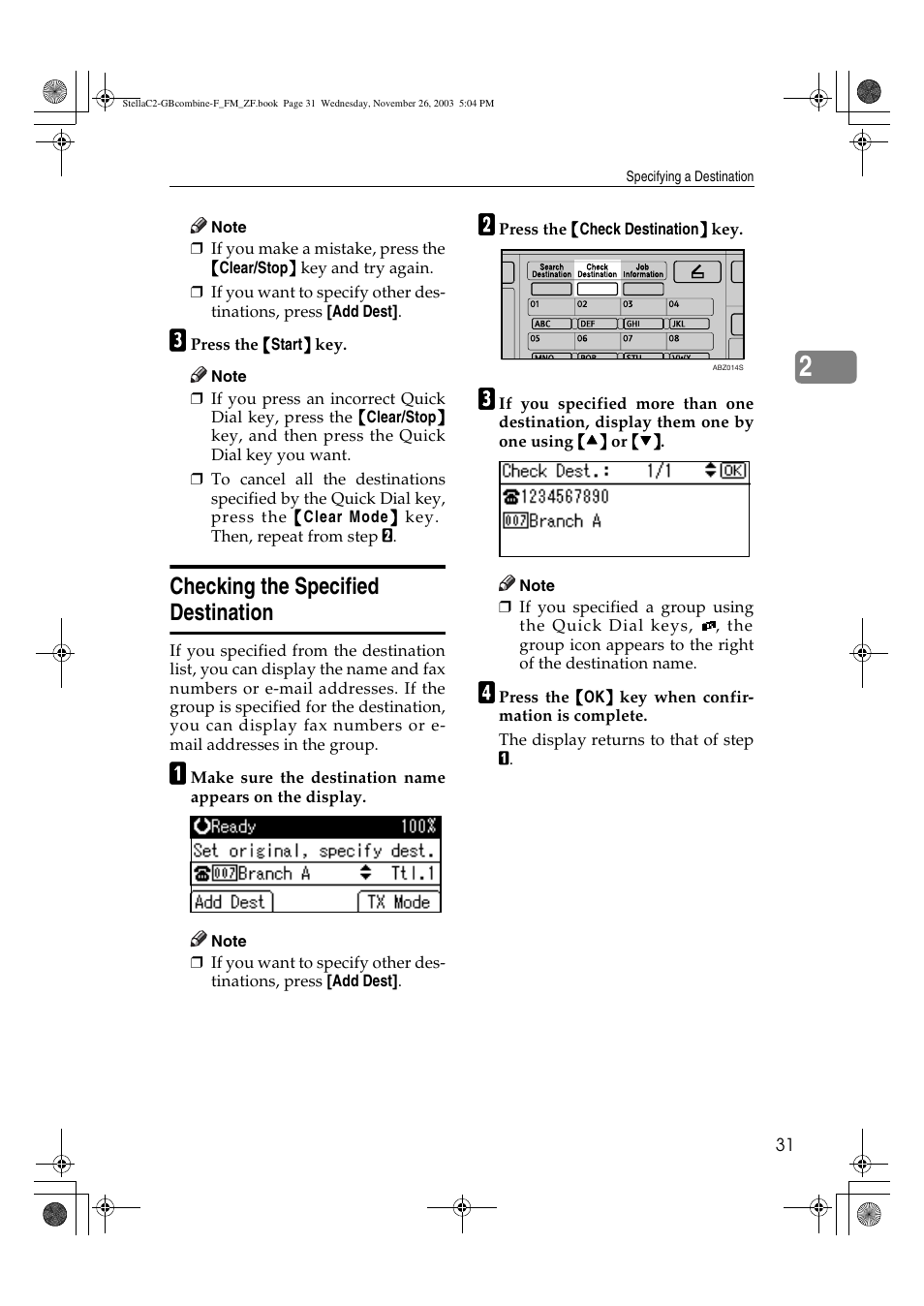 Checking the specified destination | Dixon Aficio 1515 User Manual | Page 403 / 1171