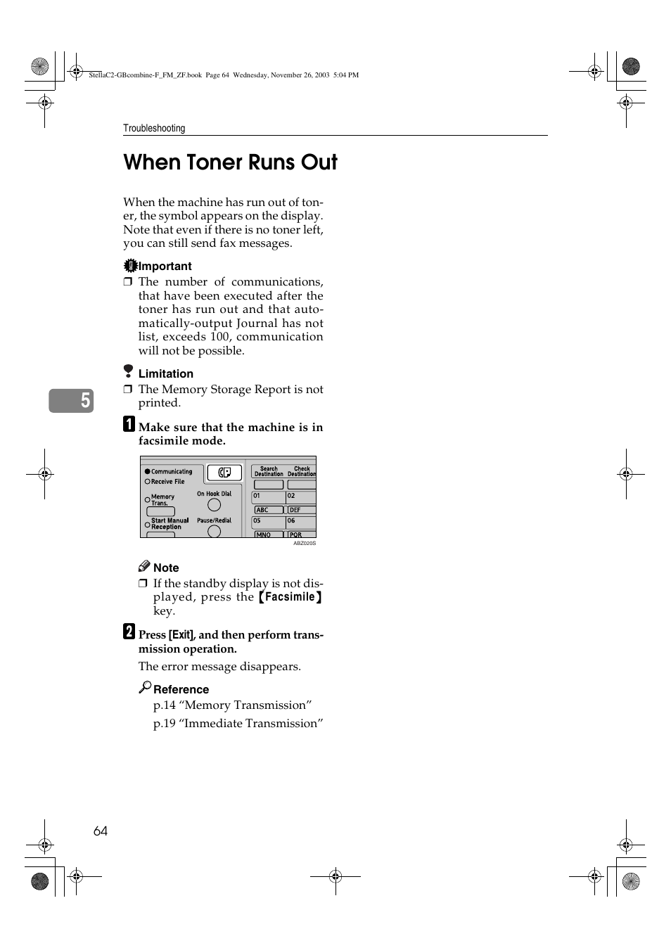 When toner runs out, 5when toner runs out | Dixon Aficio 1515 User Manual | Page 436 / 1171