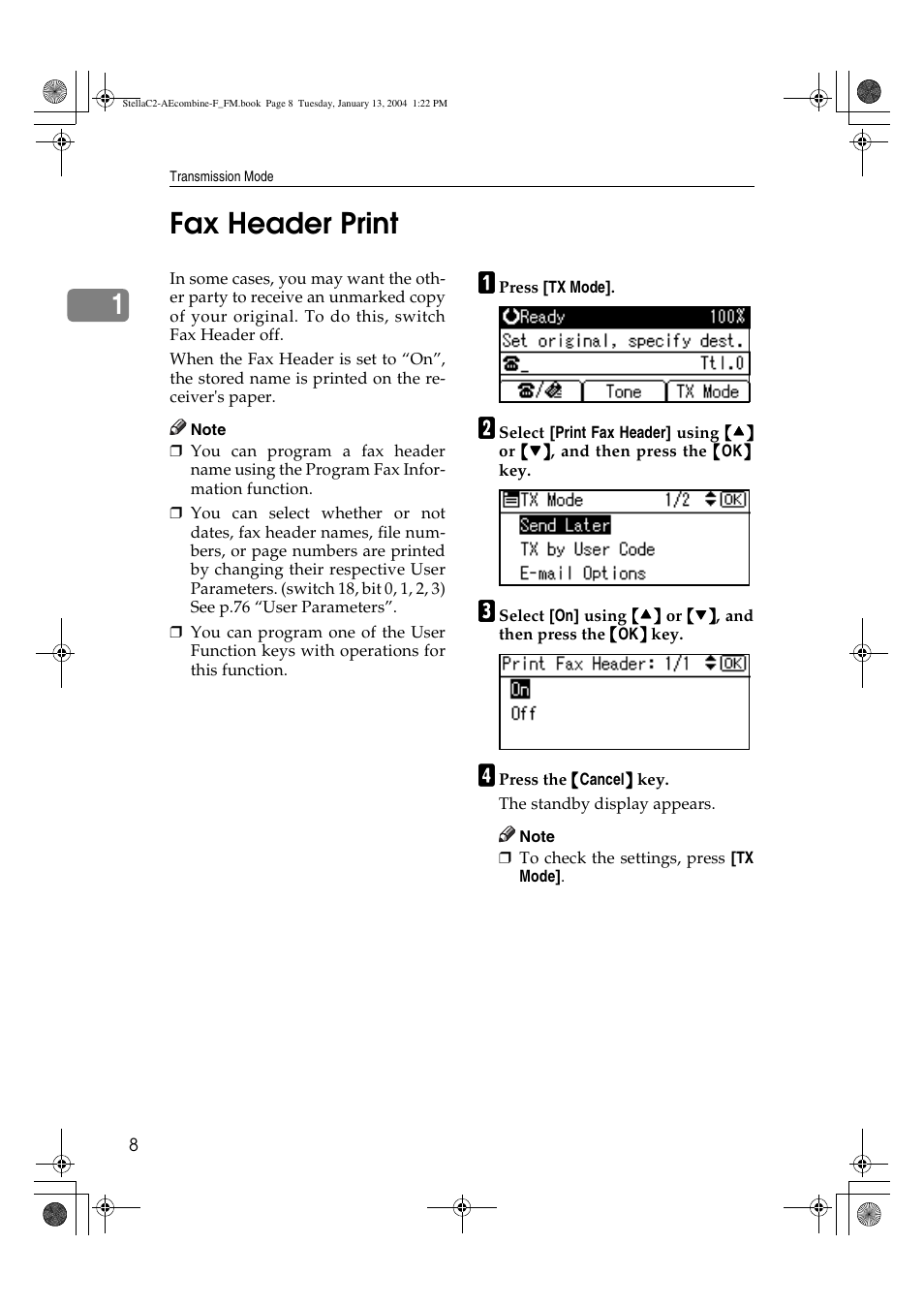 Fax header print, 1fax header print | Dixon Aficio 1515 User Manual | Page 462 / 1171