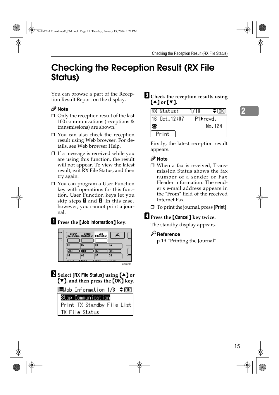 Checking the reception result (rx file status), 2checking the reception result (rx file status) | Dixon Aficio 1515 User Manual | Page 469 / 1171