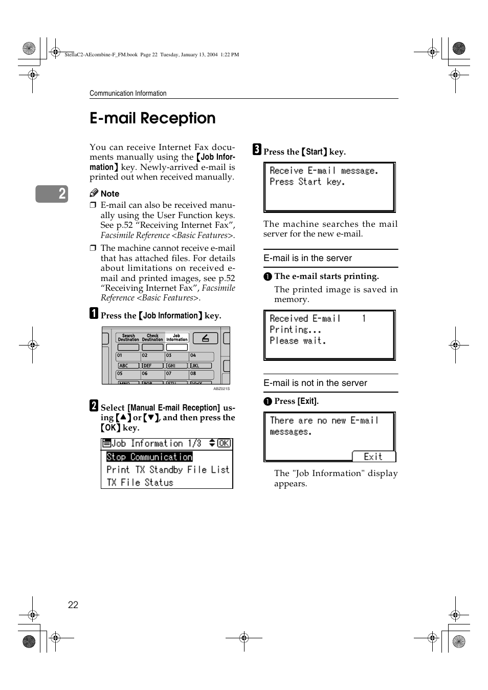 E-mail reception, 2e-mail reception | Dixon Aficio 1515 User Manual | Page 476 / 1171