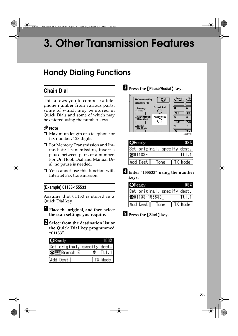 Other transmission features, Handy dialing functions | Dixon Aficio 1515 User Manual | Page 477 / 1171