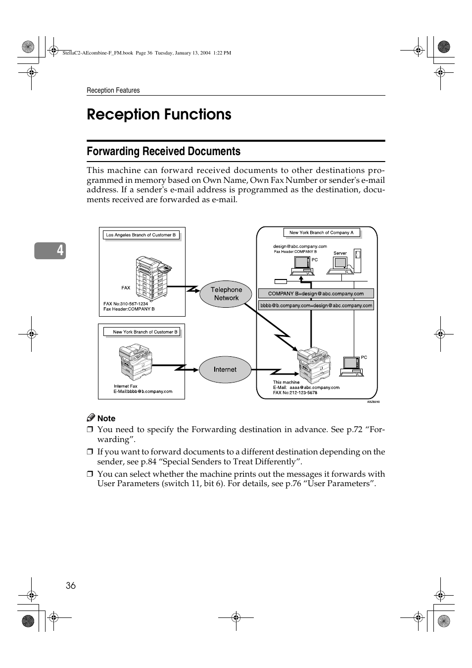 Reception functions, 4reception functions, Forwarding received documents | Dixon Aficio 1515 User Manual | Page 490 / 1171