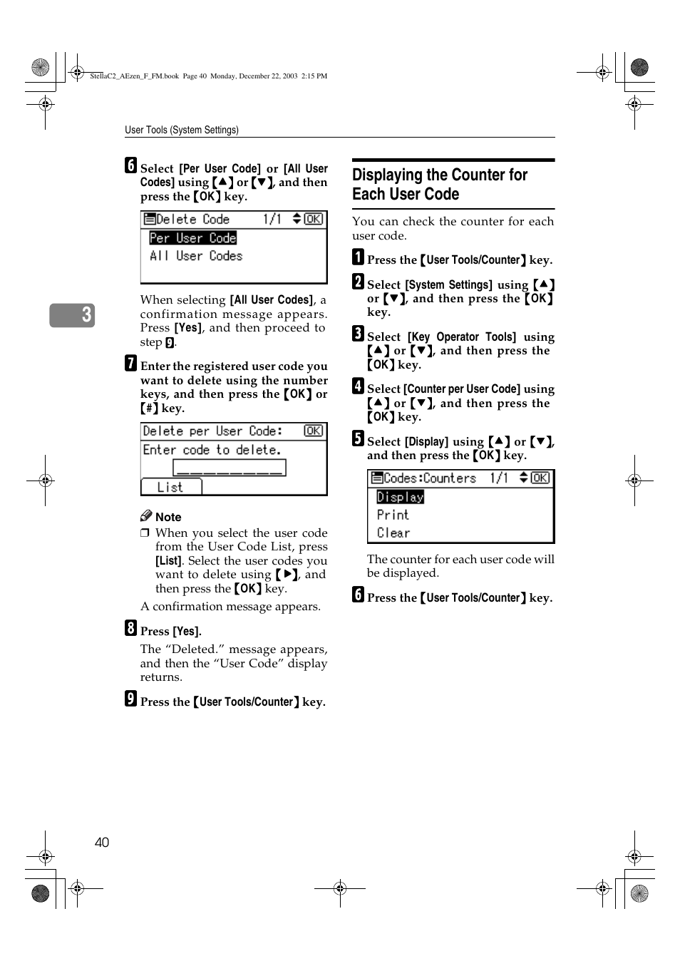 Displaying the counter for each user code | Dixon Aficio 1515 User Manual | Page 50 / 1171