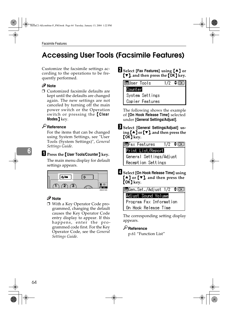 Accessing user tools (facsimile features), 6accessing user tools (facsimile features) | Dixon Aficio 1515 User Manual | Page 518 / 1171