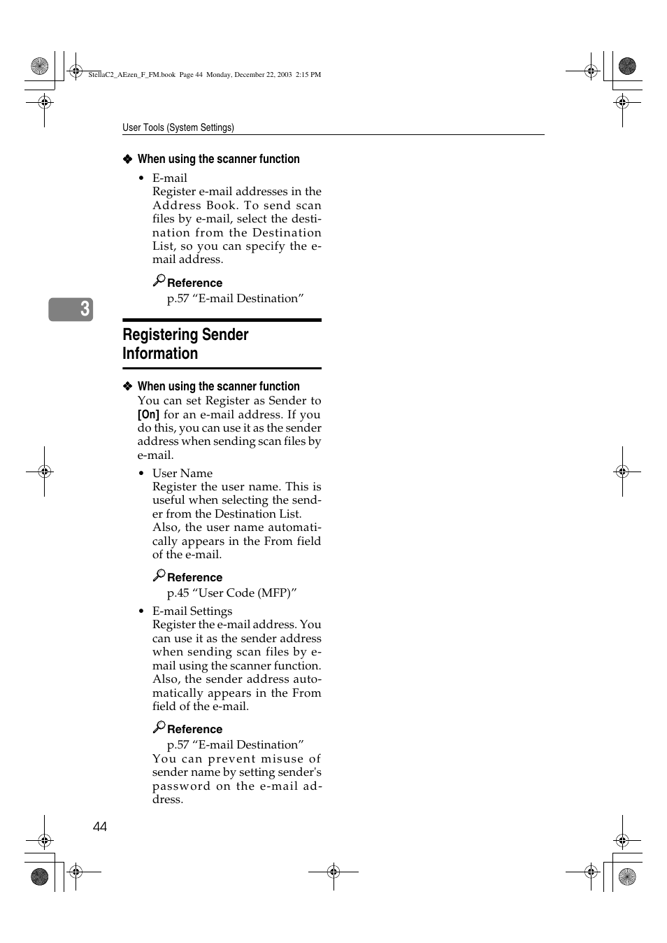 Registering sender information | Dixon Aficio 1515 User Manual | Page 54 / 1171