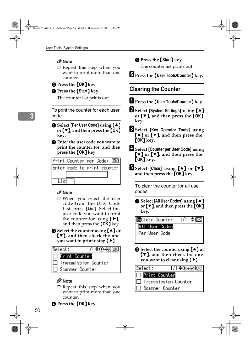 Clearing the counter | Dixon Aficio 1515 User Manual | Page 60 / 1171