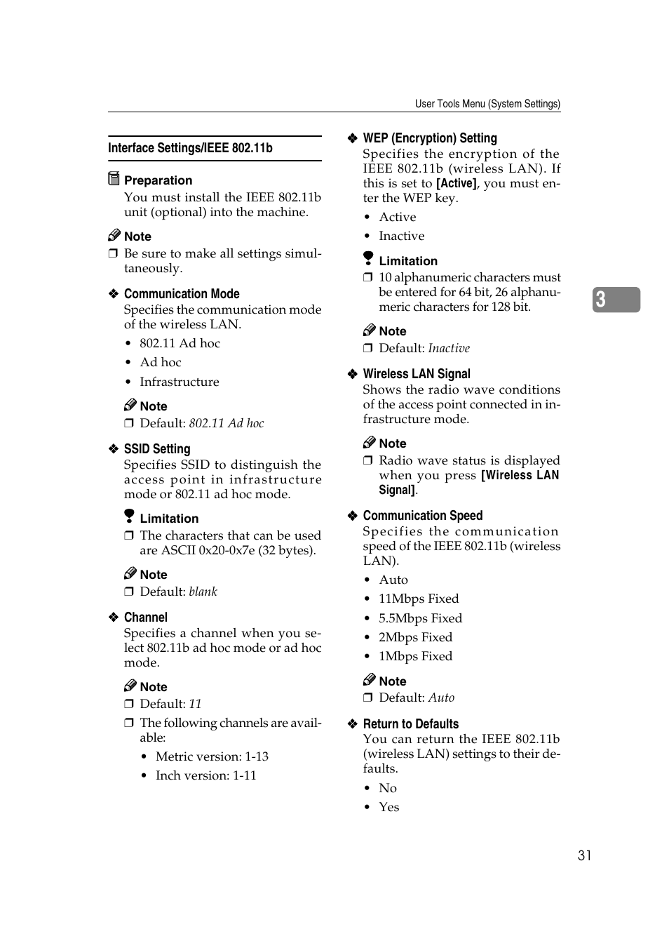 Interface settings/ieee 802.11b | Dixon Aficio 1515 User Manual | Page 601 / 1171