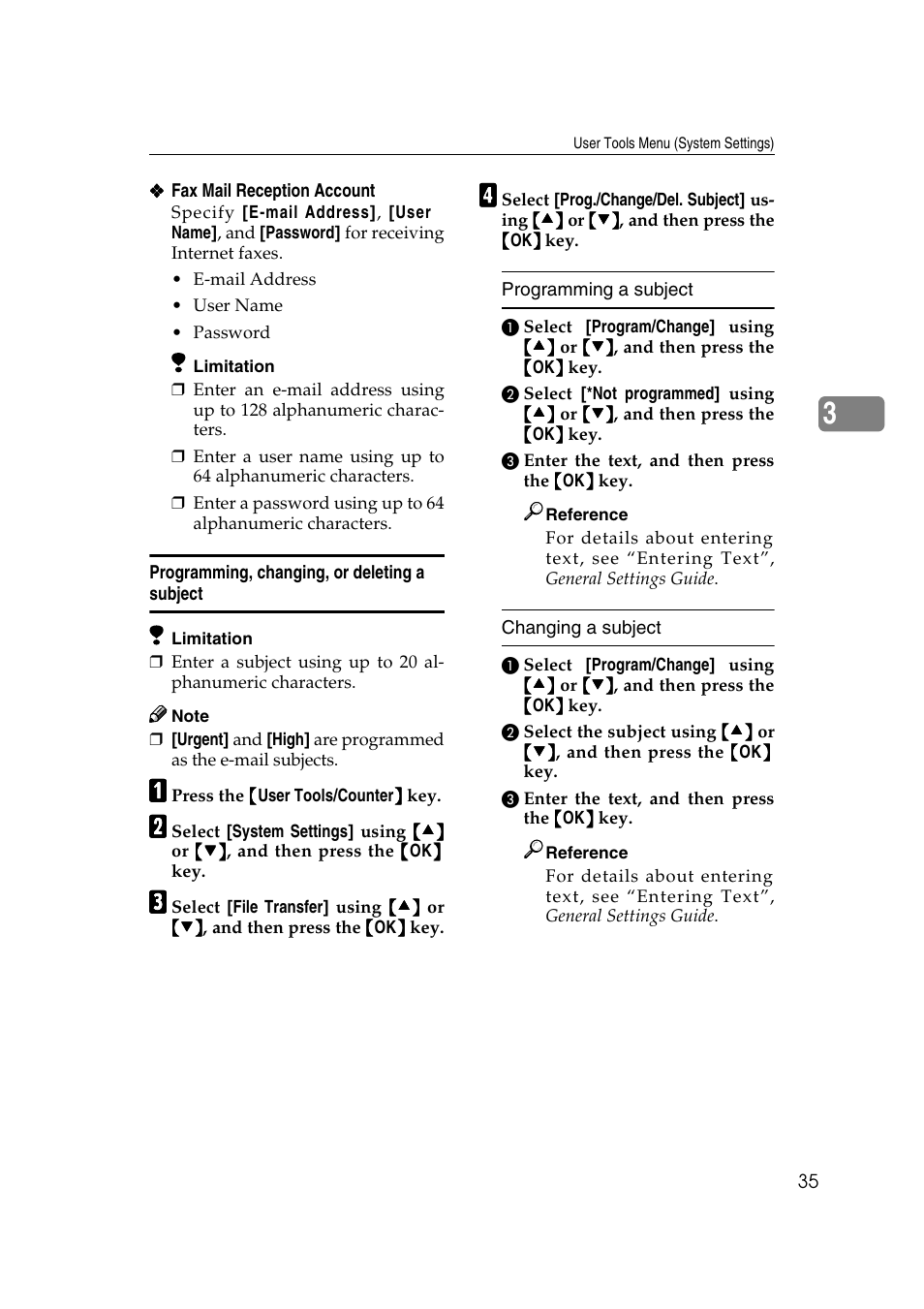 Programming, changing, or deleting a subject | Dixon Aficio 1515 User Manual | Page 605 / 1171