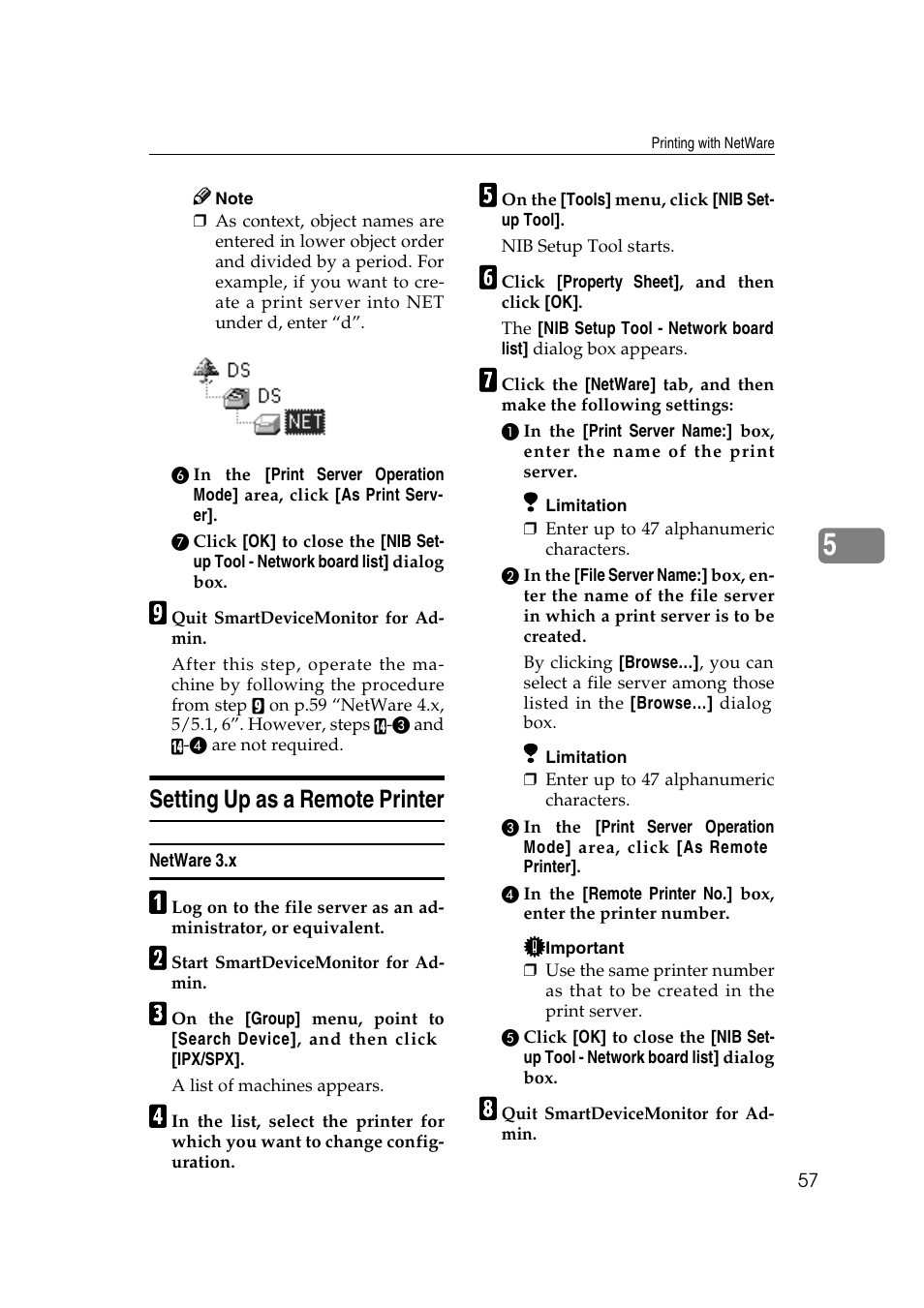 Setting up as a remote printer, Netware 3.x | Dixon Aficio 1515 User Manual | Page 627 / 1171