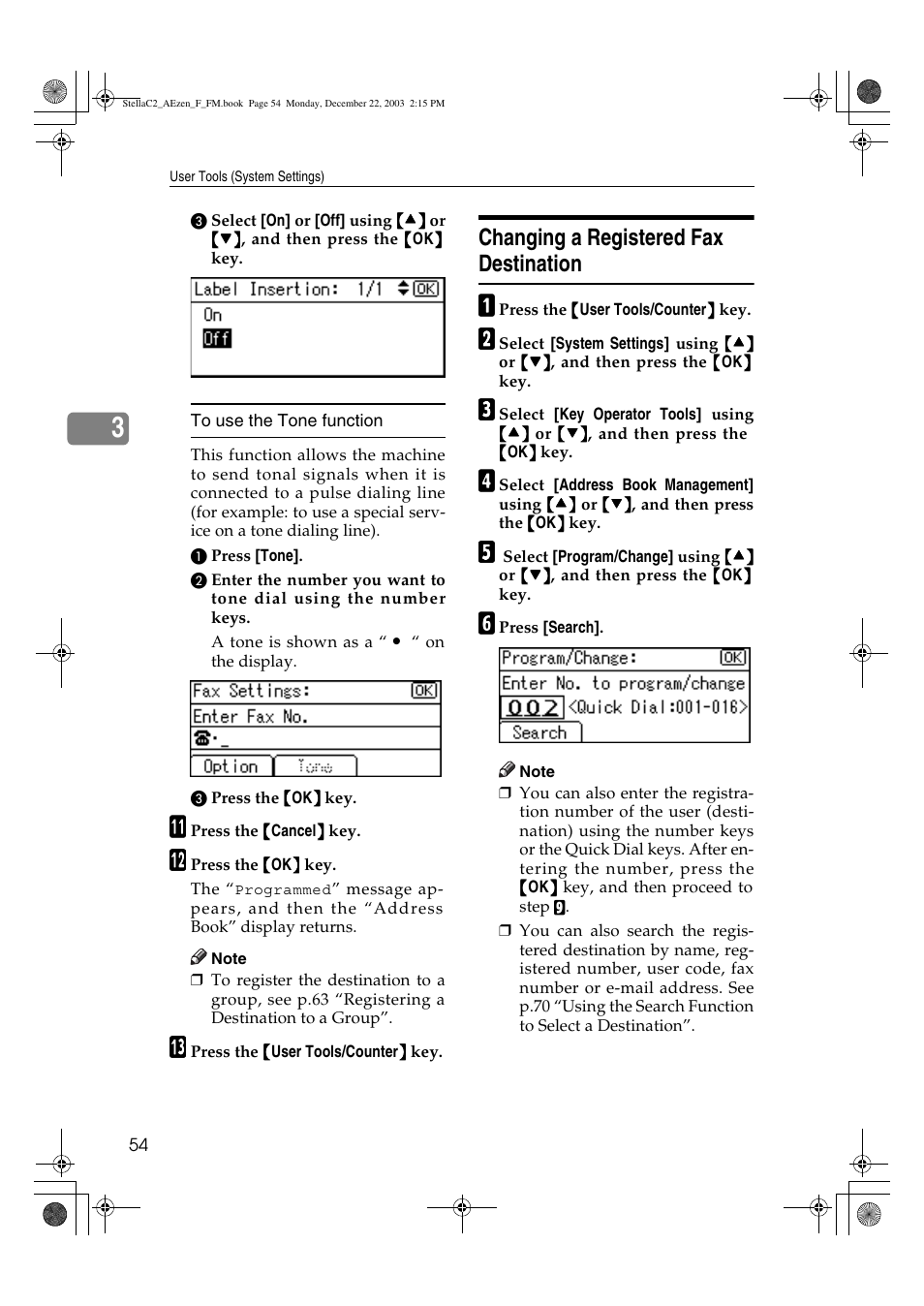 Changing a registered fax destination | Dixon Aficio 1515 User Manual | Page 64 / 1171