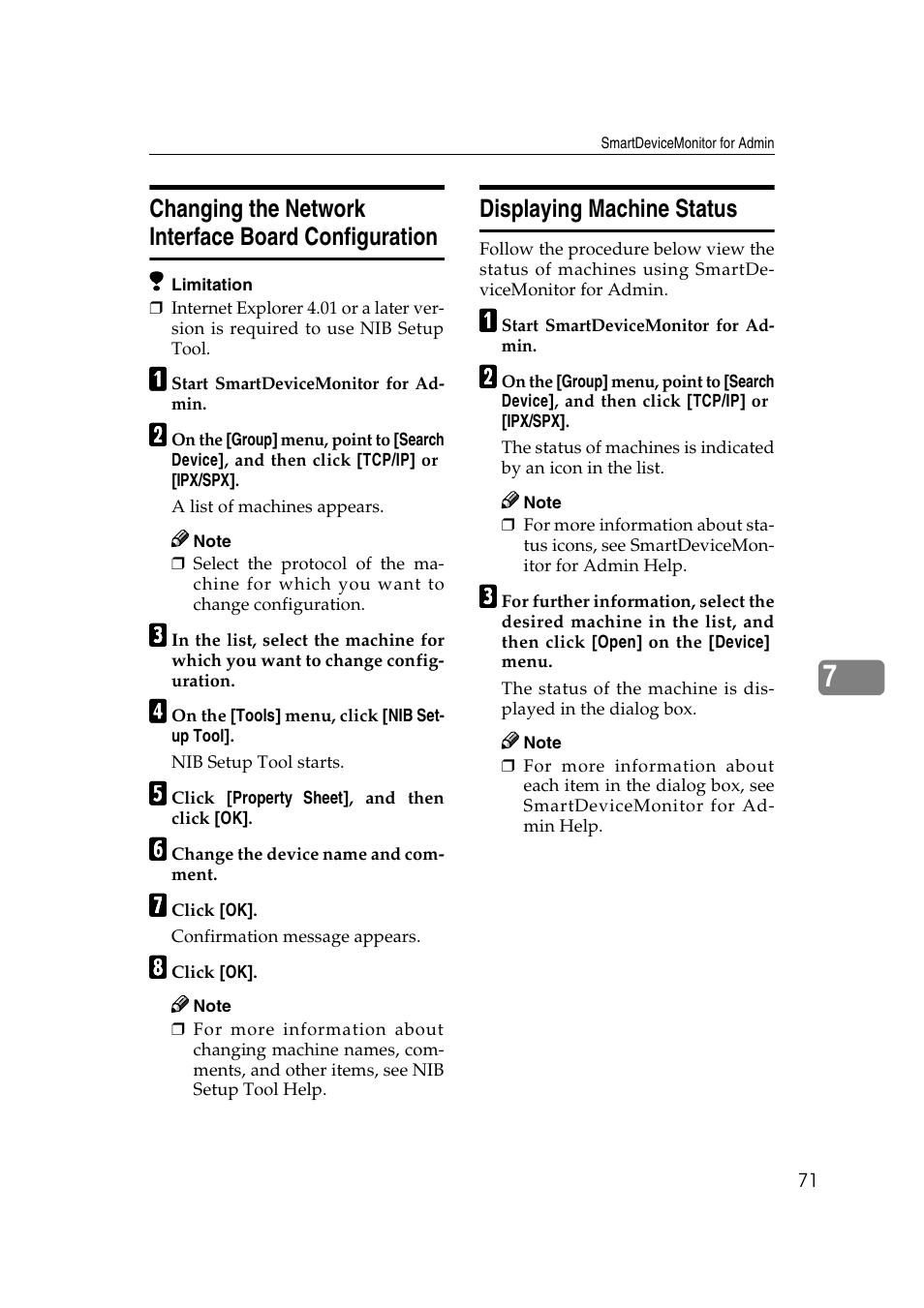 Changing the network interface board configuration, Displaying machine status | Dixon Aficio 1515 User Manual | Page 641 / 1171