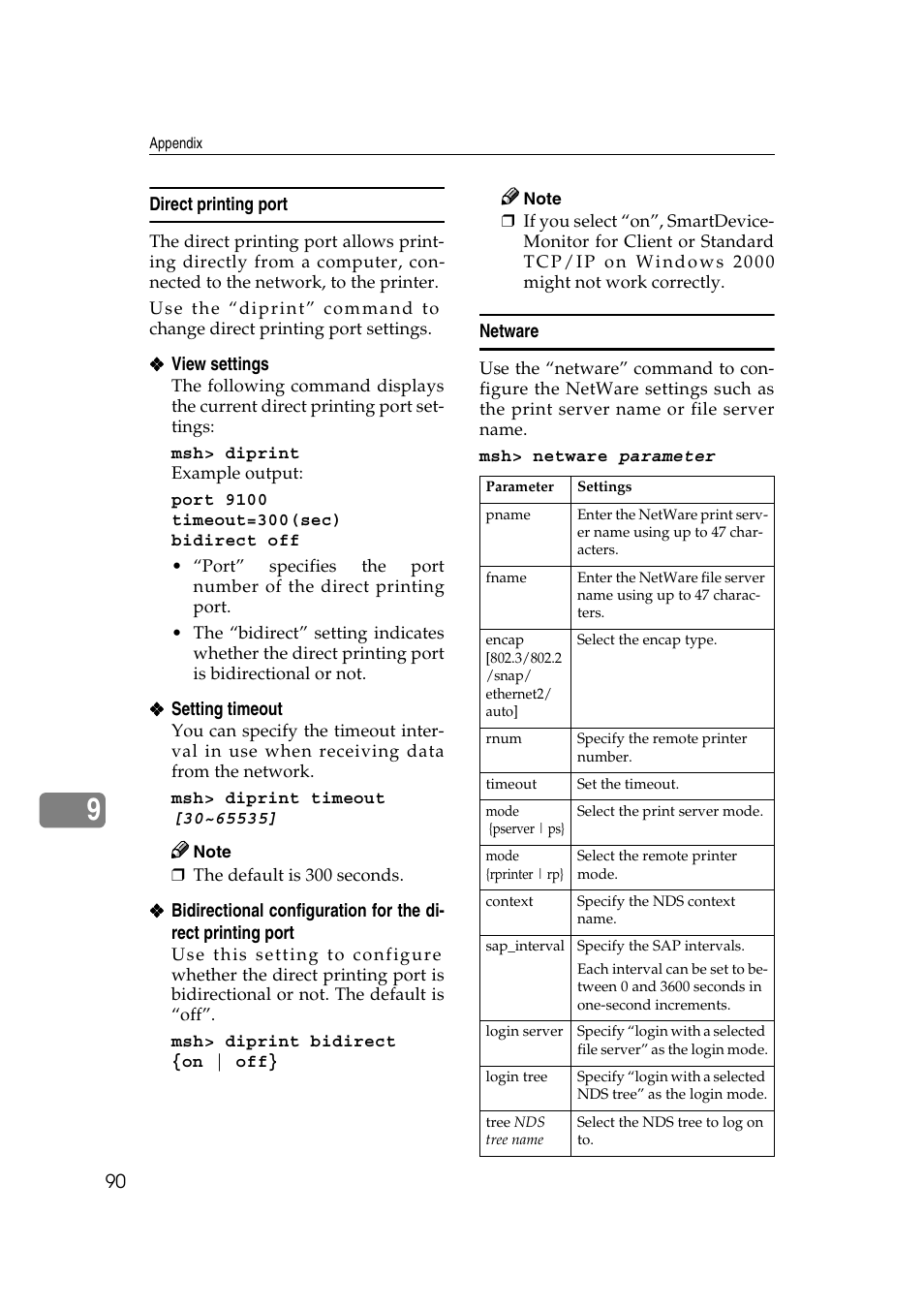 Direct printing port, Netware | Dixon Aficio 1515 User Manual | Page 660 / 1171