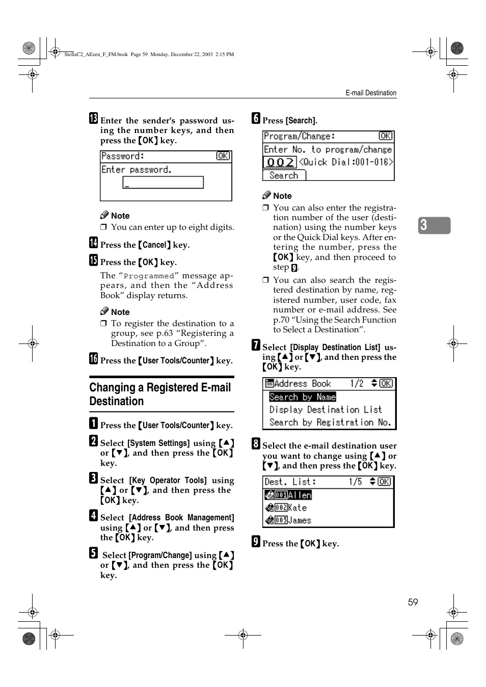 Changing a registered e-mail destination | Dixon Aficio 1515 User Manual | Page 69 / 1171