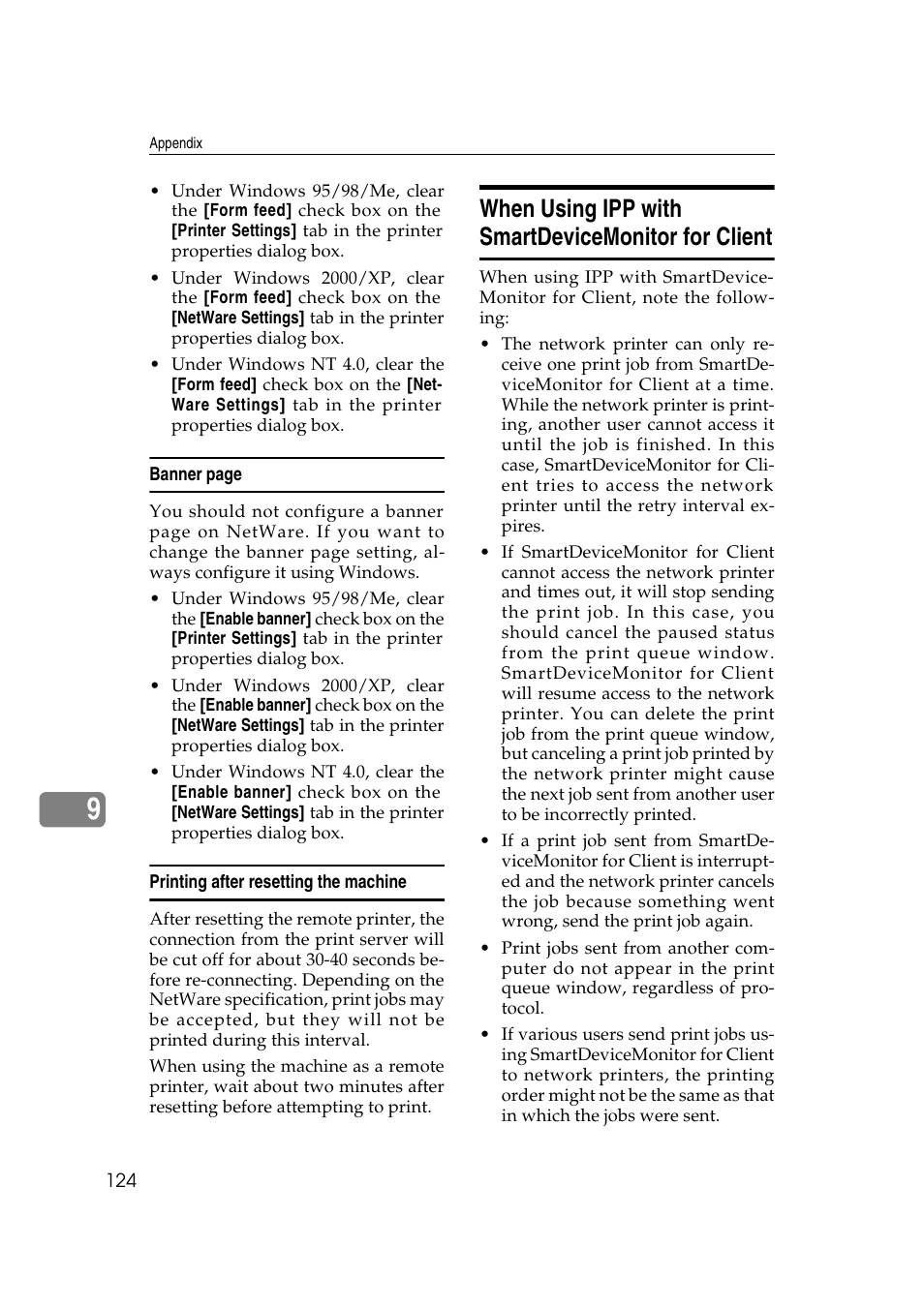 Printing after resetting the machine, When using ipp with smartdevicemonitor for client | Dixon Aficio 1515 User Manual | Page 694 / 1171