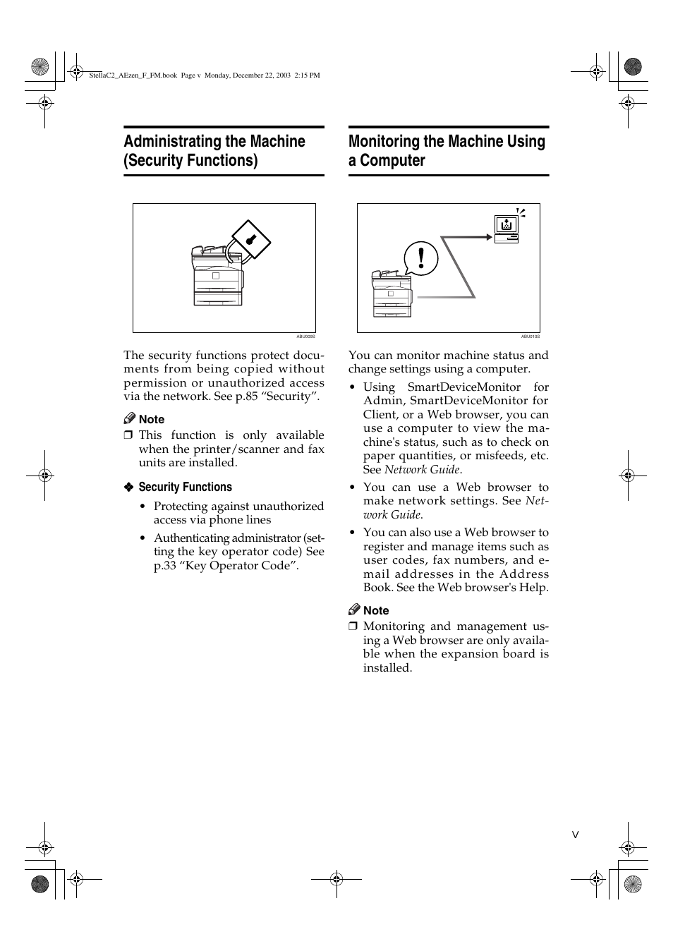 Administrating the machine (security functions), Monitoring the machine using a computer | Dixon Aficio 1515 User Manual | Page 7 / 1171