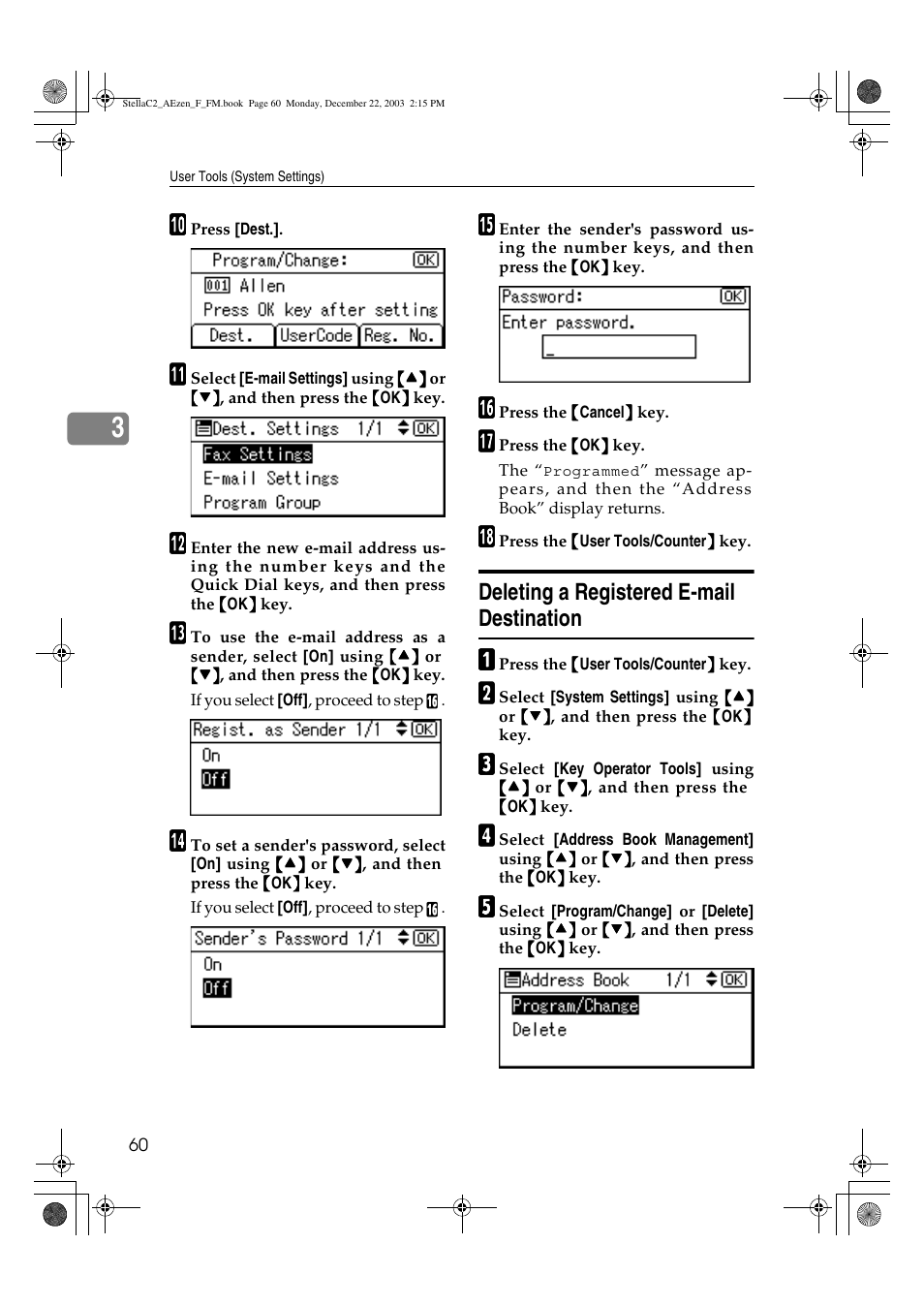 Deleting a registered e-mail destination | Dixon Aficio 1515 User Manual | Page 70 / 1171