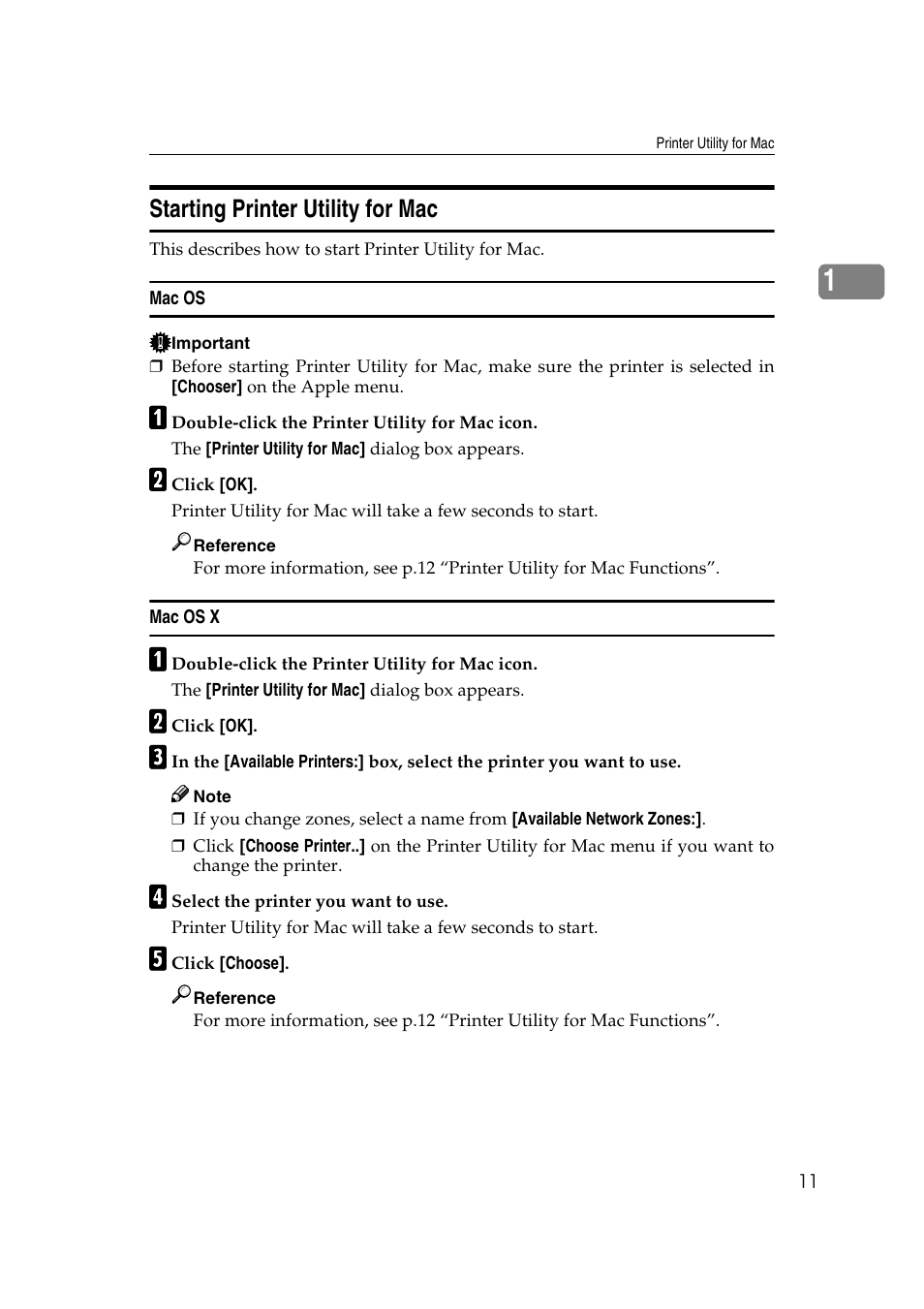 Starting printer utility for mac, Mac os, Mac os x | Dixon Aficio 1515 User Manual | Page 715 / 1171
