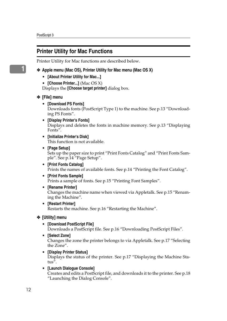 Printer utility for mac functions | Dixon Aficio 1515 User Manual | Page 716 / 1171