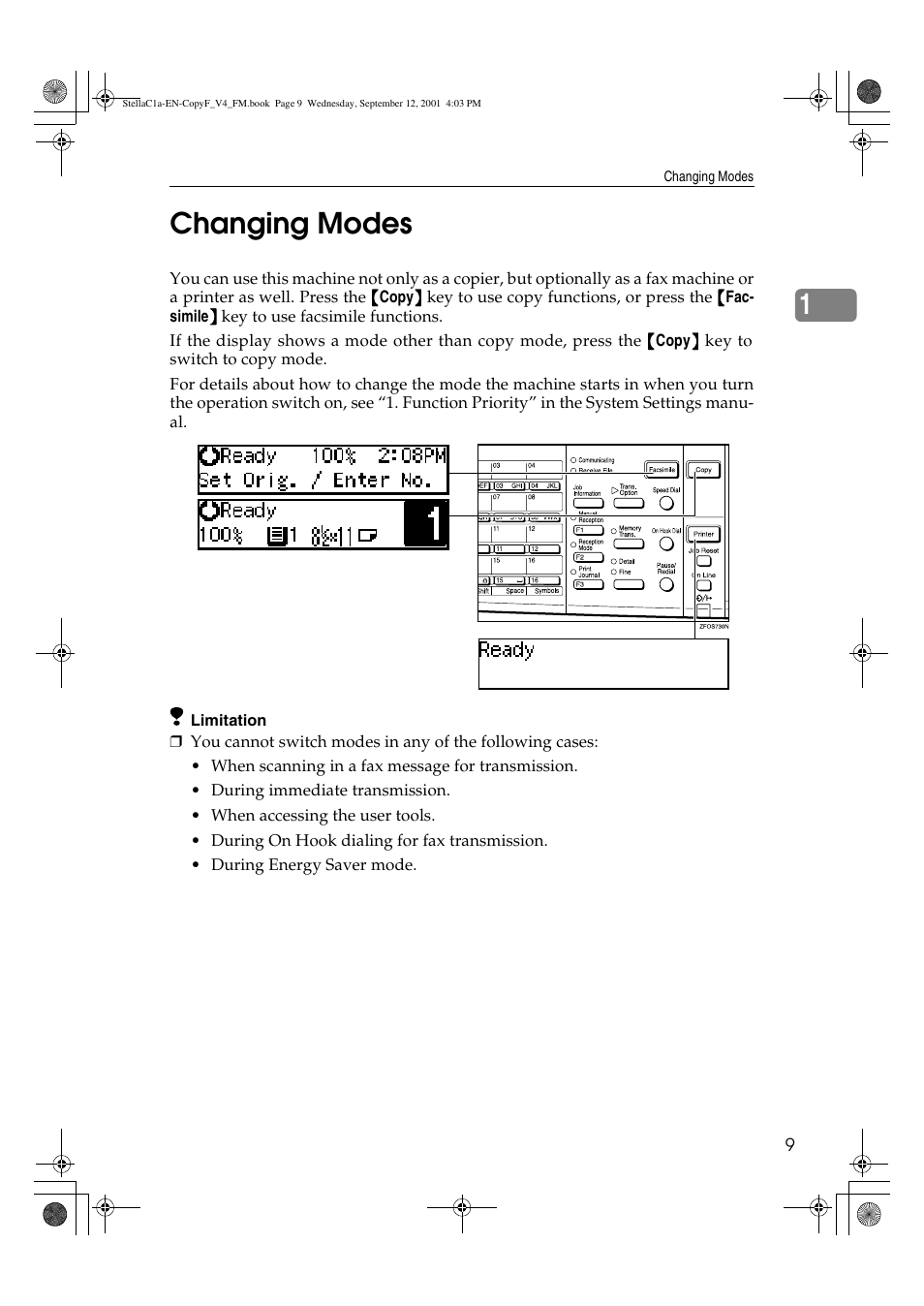 Changing modes, 1changing modes | Dixon Aficio 1515 User Manual | Page 745 / 1171