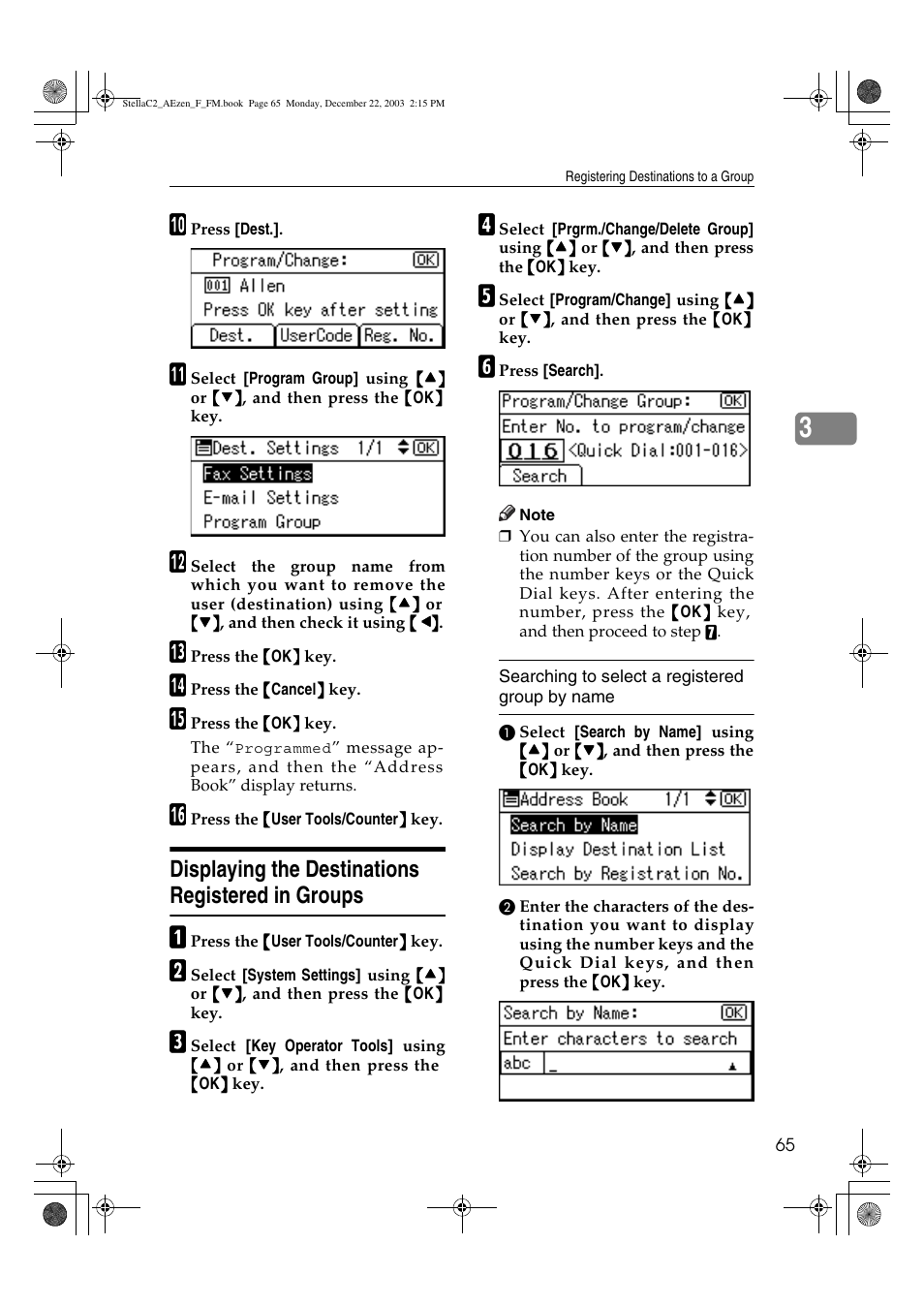 Displaying the destinations registered in groups | Dixon Aficio 1515 User Manual | Page 75 / 1171