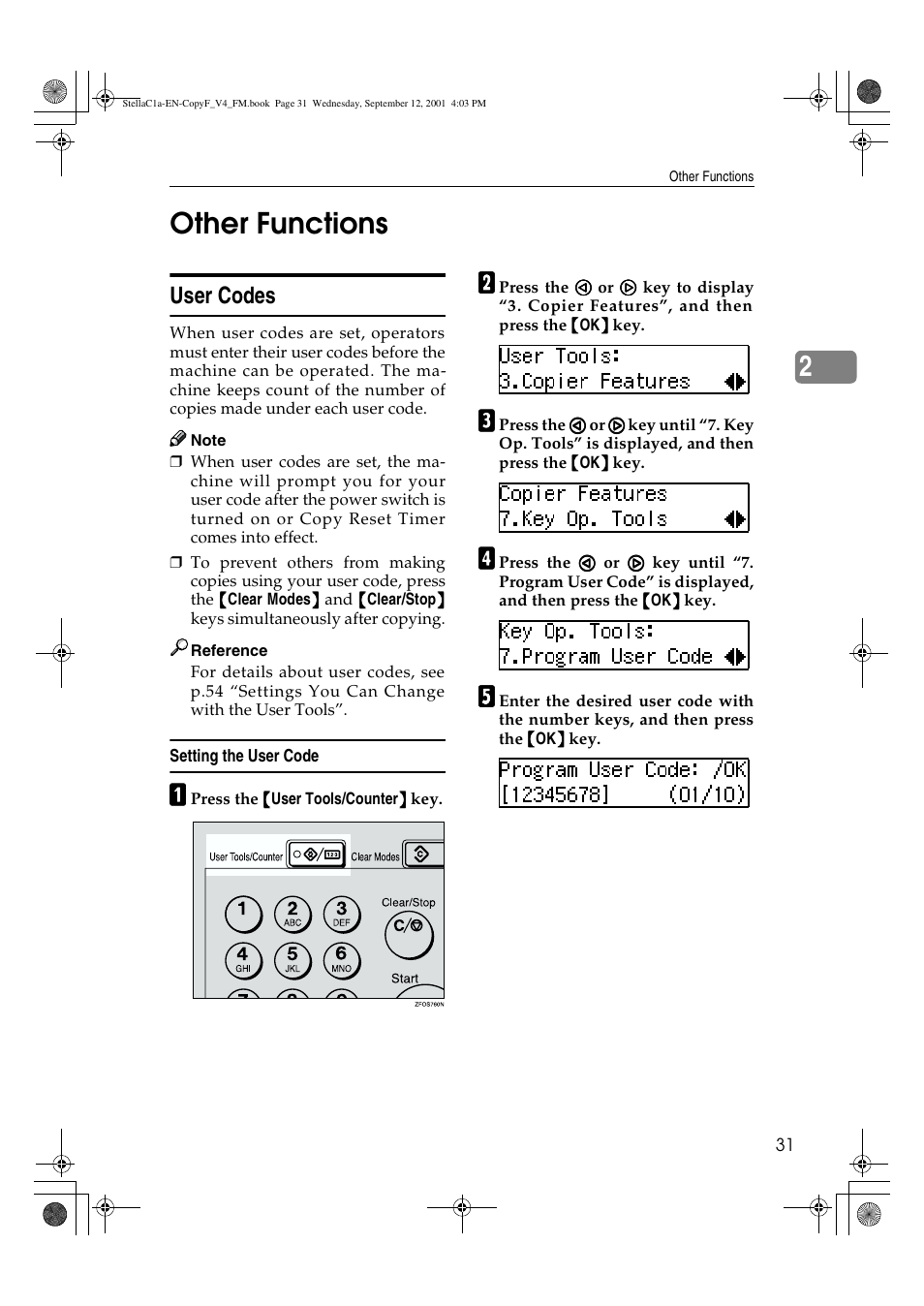 Other functions, 2other functions, User codes | Dixon Aficio 1515 User Manual | Page 767 / 1171
