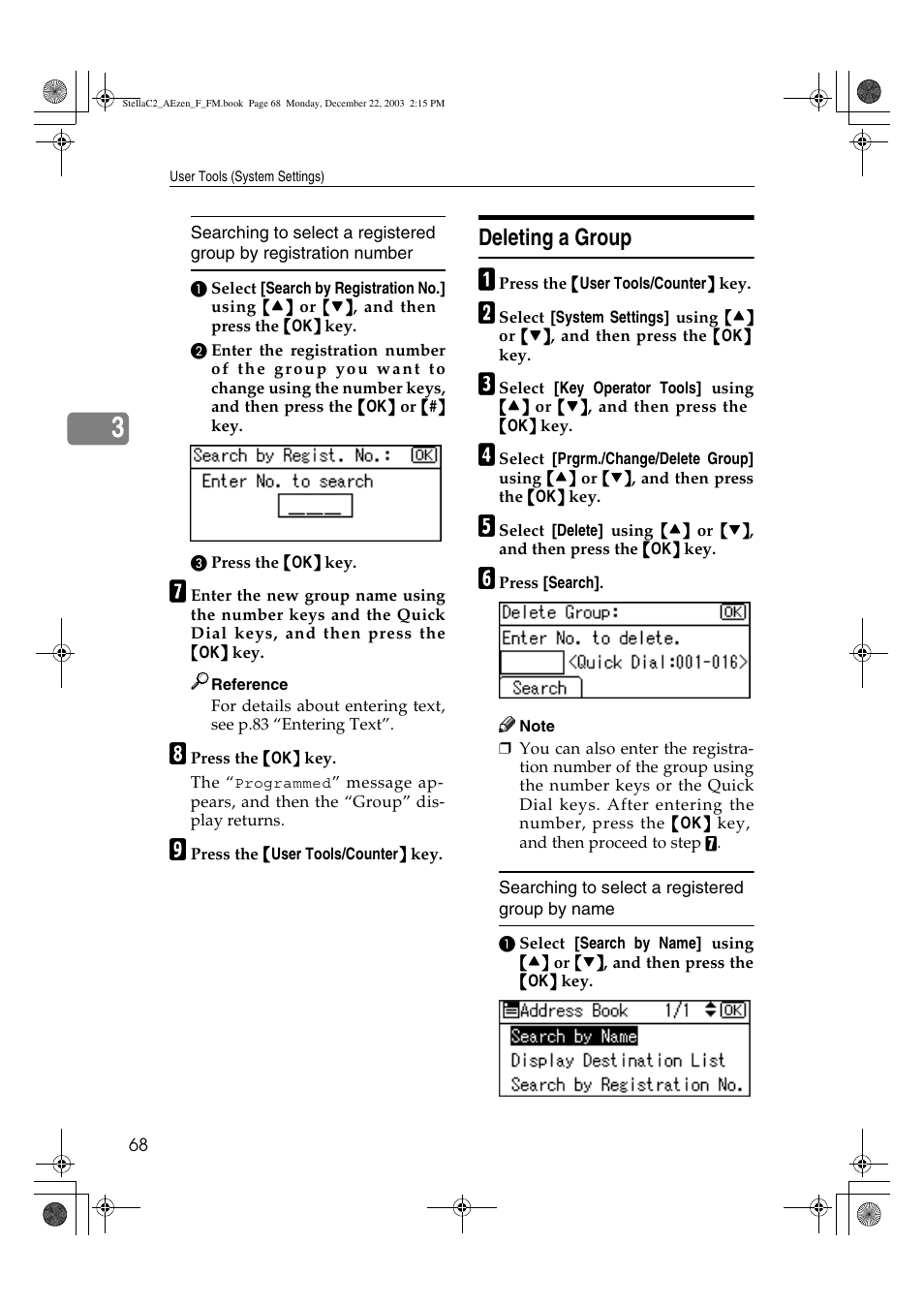 Deleting a group | Dixon Aficio 1515 User Manual | Page 78 / 1171