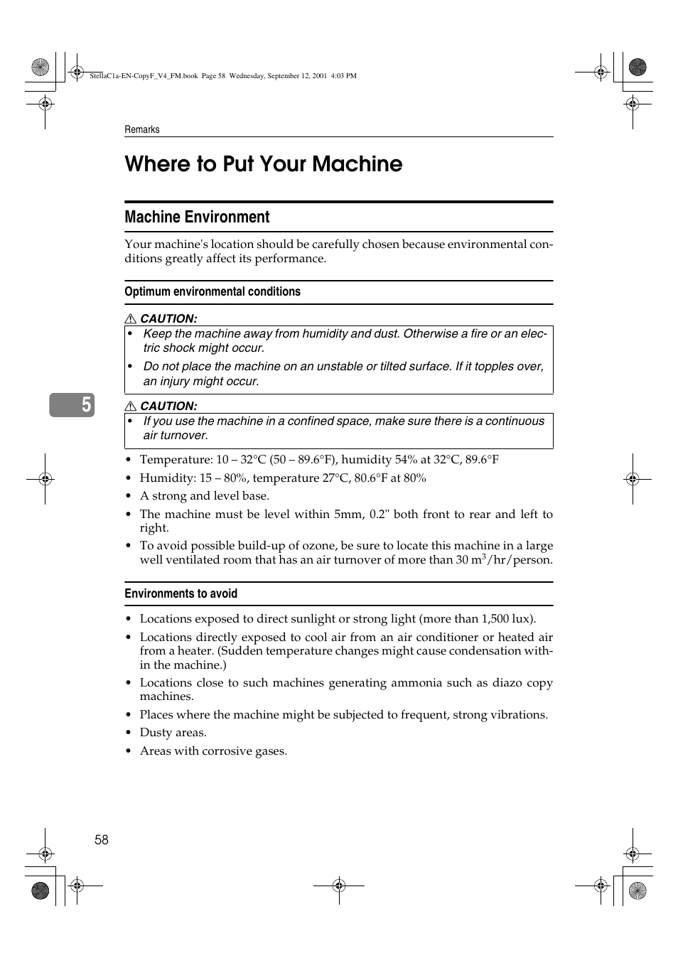 Where to put your machine, 5where to put your machine, Machine environment | Dixon Aficio 1515 User Manual | Page 794 / 1171