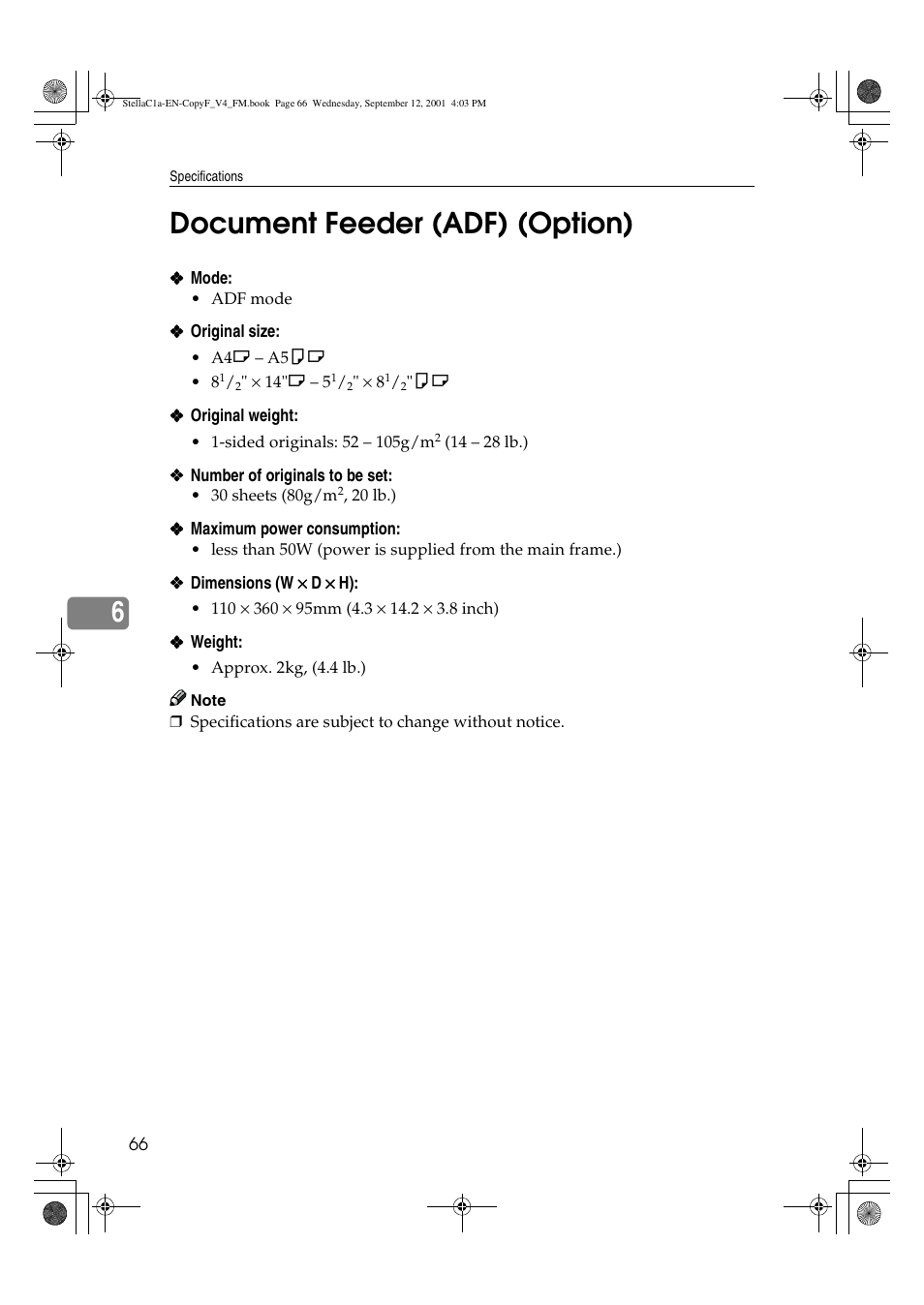 Document feeder (adf) (option), 6document feeder (adf) (option) | Dixon Aficio 1515 User Manual | Page 802 / 1171