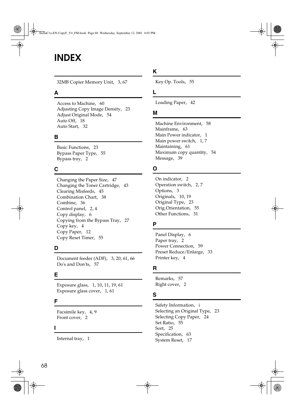 Index | Dixon Aficio 1515 User Manual | Page 804 / 1171
